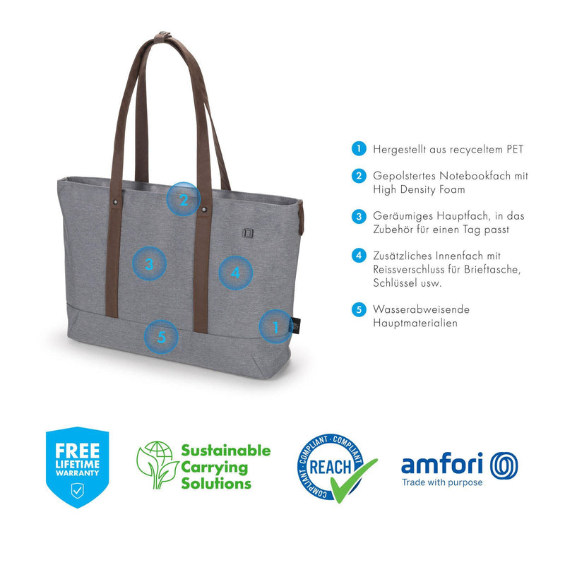 Dicota Laptoptasche Bag Eco MOTION 35,0 x 2,5 x 24,5 cm grau