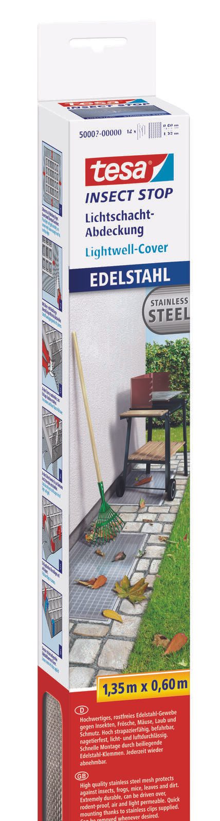 tesa Lichtschachtgitter Insect Stop Edelstahl 60,0 x 1,35 m