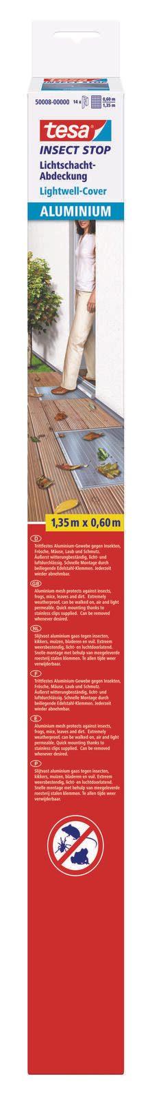 tesa Lichtschachtgitter Insect Stop Aluminium 0,60 x 1,35 m