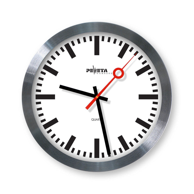 PEWETA Wanduhr Bahnhof Ø 30 cm silber