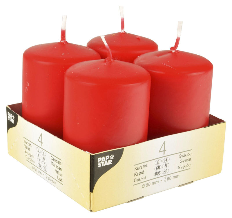 PAPSTAR Stumpenkerzen 8 cm rot