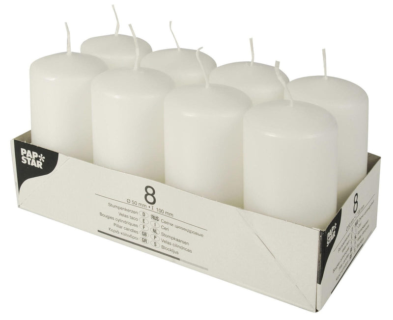 PAPSTAR Stumpenkerzen 10 cm weiß