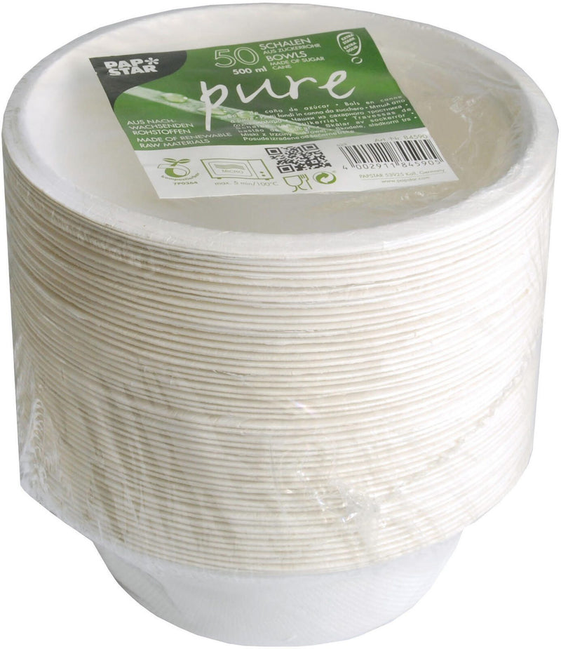 PAPSTAR pure Zuckerrohr-Schalen 15.5 cm weiß