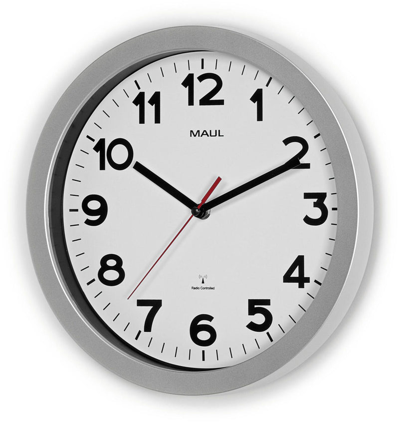 MAUL Funkwanduhr MAULstep Ø 30 cm silber