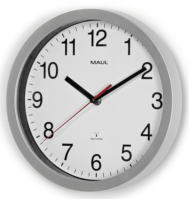 MAUL Funkwanduhr MAULrun Ø 25.2 cm silber