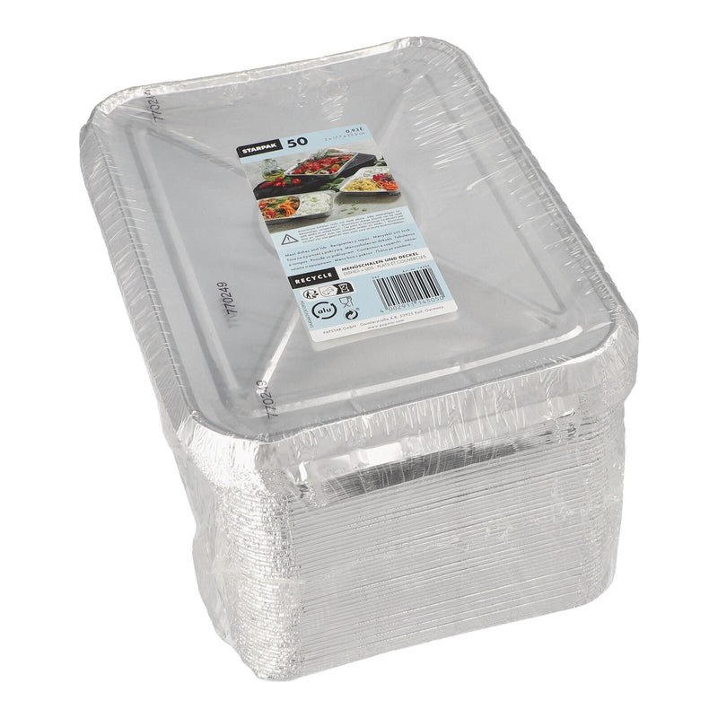 PAPSTAR Aluschalen mit Deckel 930 ml silber