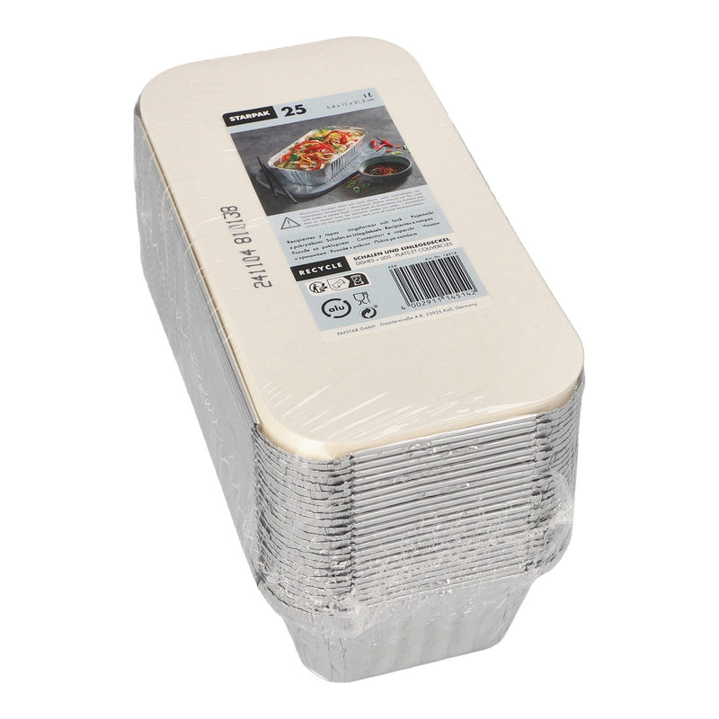STARPAK Aluschalen mit Deckel 1000 ml silber