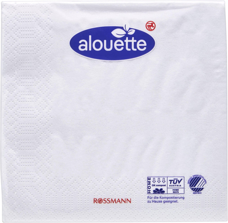 alouette Servietten 25,0 x 25,0 cm 3-lagig weiß