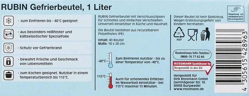 RUBIN Gefrierbeutel 4305615428963 transparent 1,0 l
