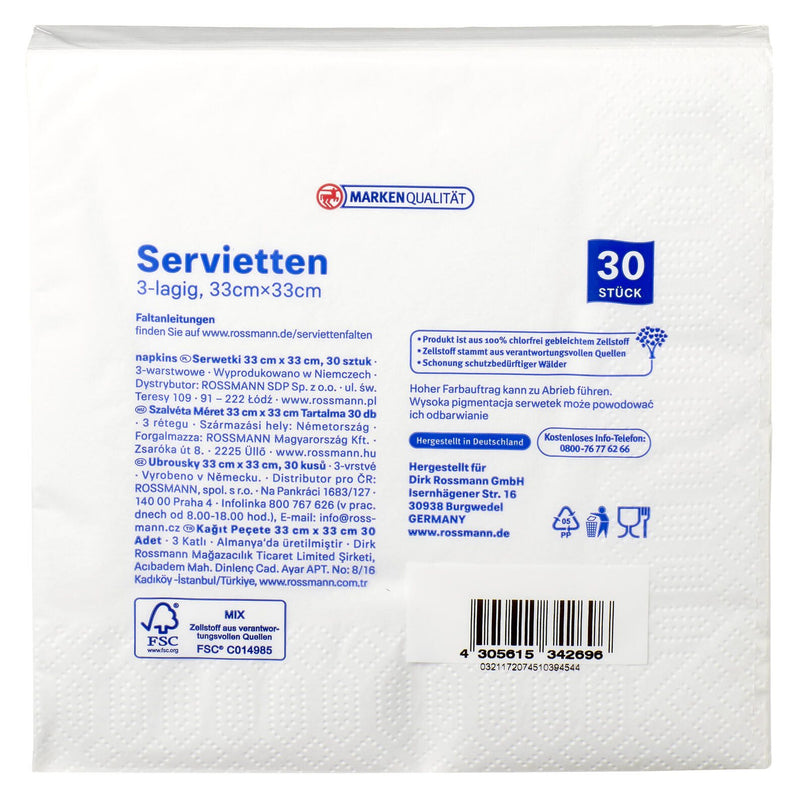 alouette Servietten 33,0 x 33,0 cm 3-lagig weiß