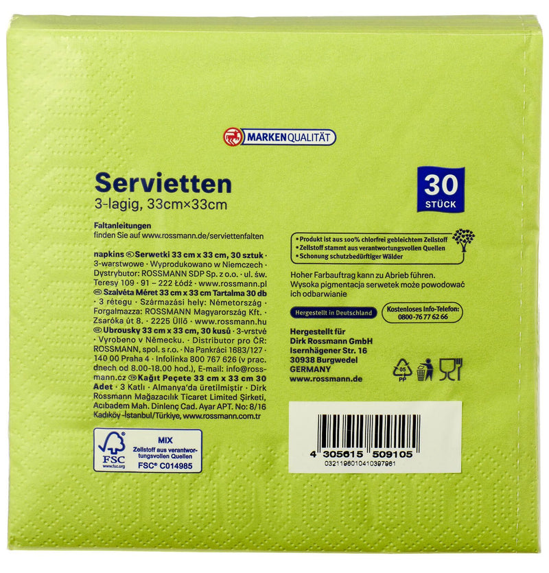 alouette Servietten 33,0 x 33,0 cm 3-lagig grün