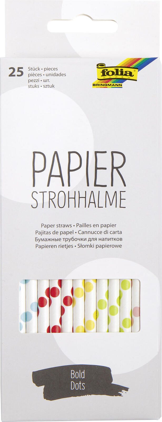 folia Strohhalme BOLD DOTS farbsortiert gepunktet