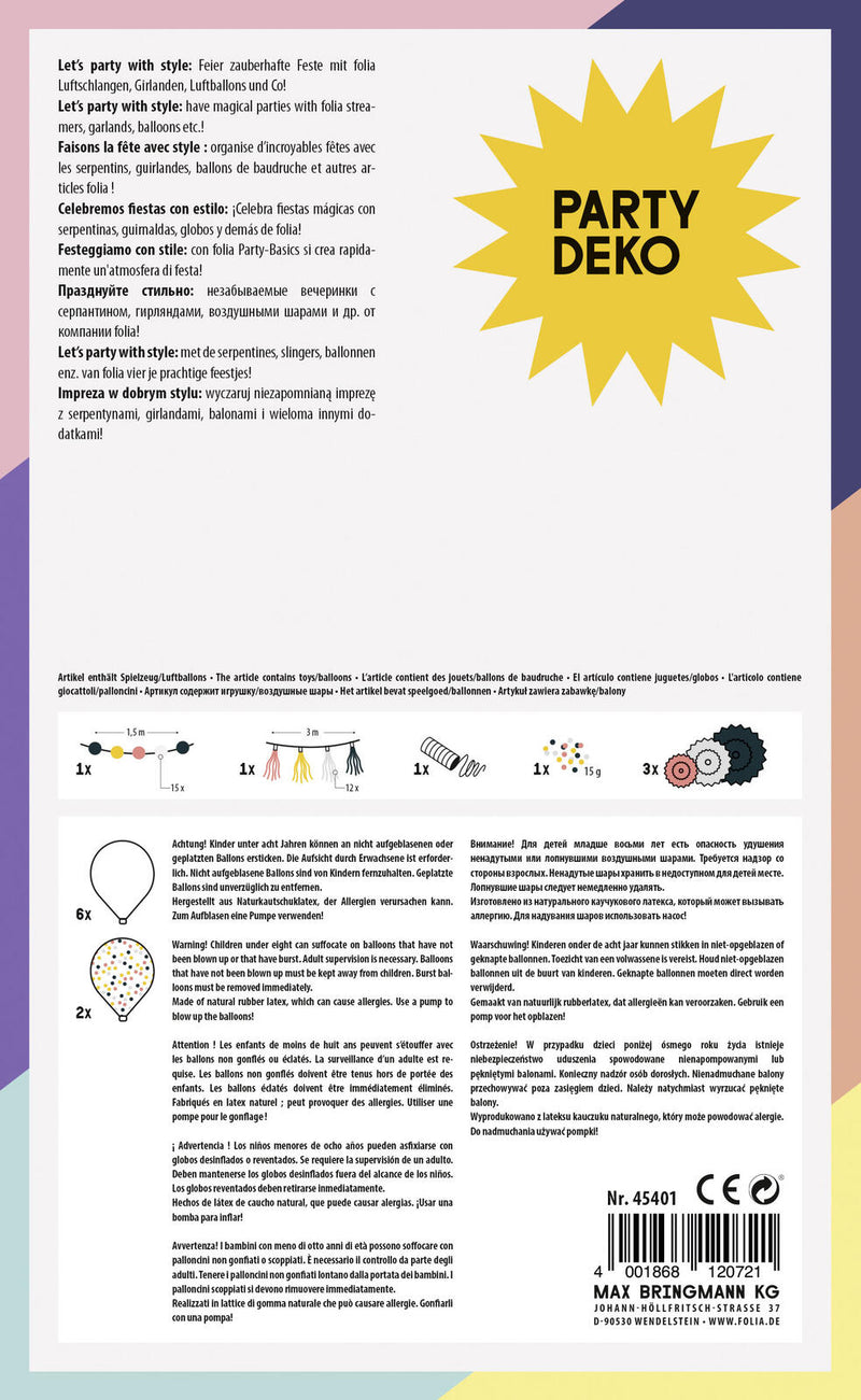 folia Modern Partydeko-Set mehrfarbig