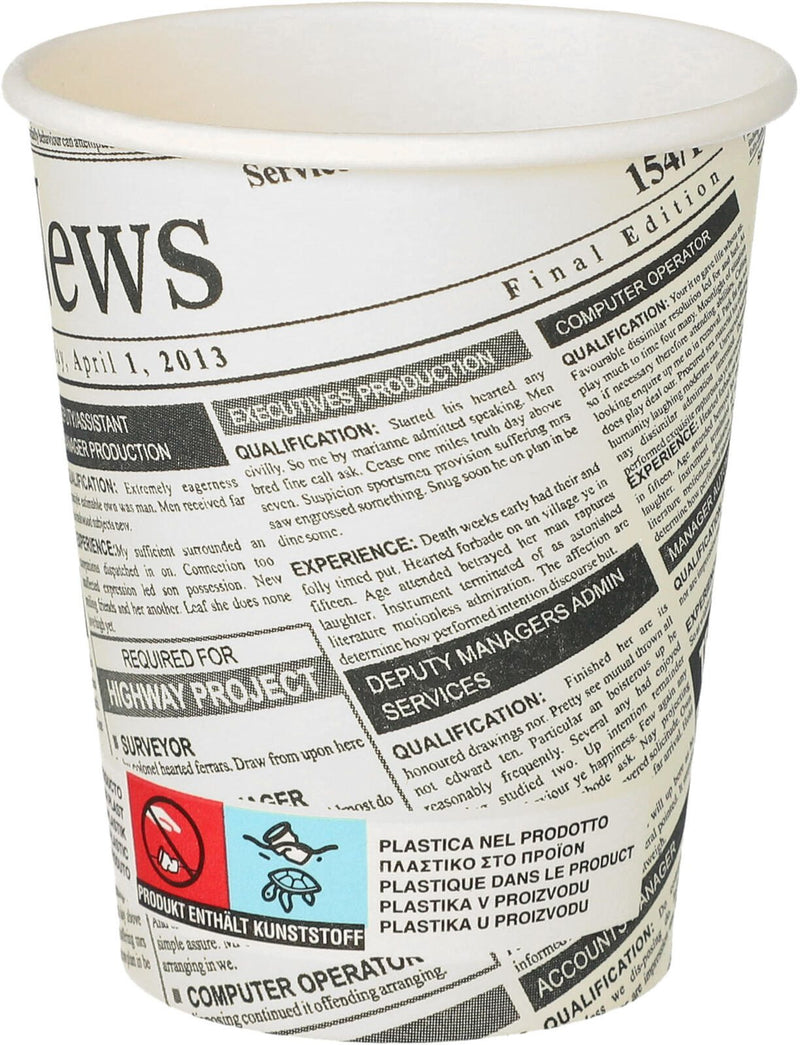 STARPAK Newsprint Einweg-Kaffeebecher 8 cm 0,2 l weiß