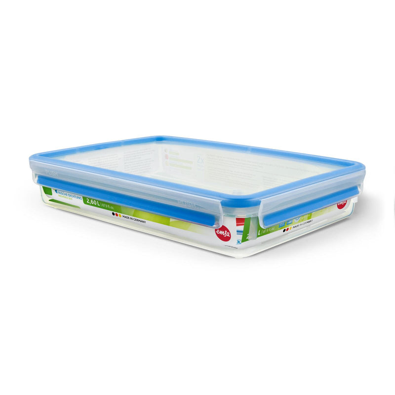 emsa Frischhaltedose CLIP & CLOSE 6 cm hoch 2,6 l transparent, blau