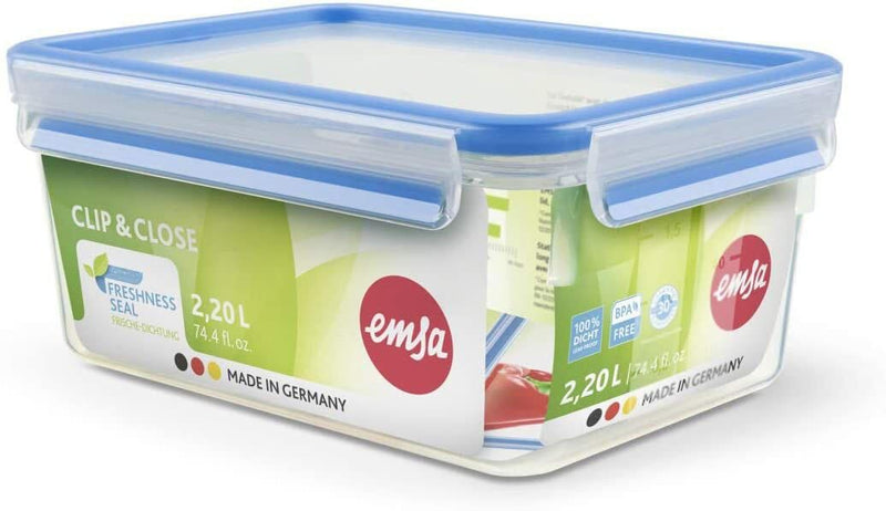 emsa Frischhaltedose CLIP & CLOSE 9.9 cm hoch 2,2 l transparent, blau