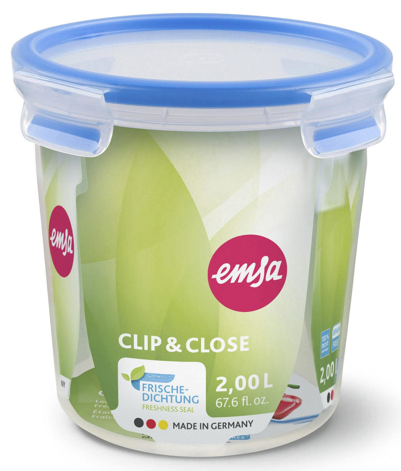 emsa Frischhaltedose CLIP & CLOSE 16.3 cm hoch 2,0 l transparent, blau