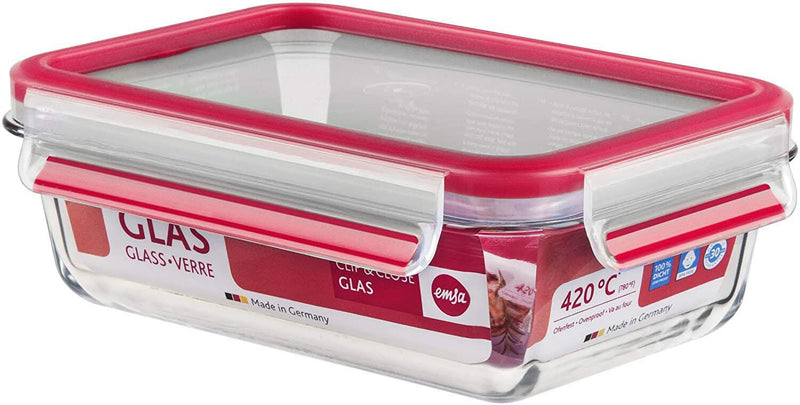emsa Frischhaltedose CLIP & CLOSE 6.8 cm hoch 0,7 l transparent, rot
