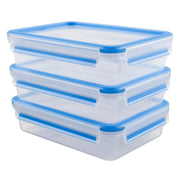 emsa Frischhaltedosen CLIP & CLOSE 5.8 cm hoch 3x 1,2 l transparent, blau