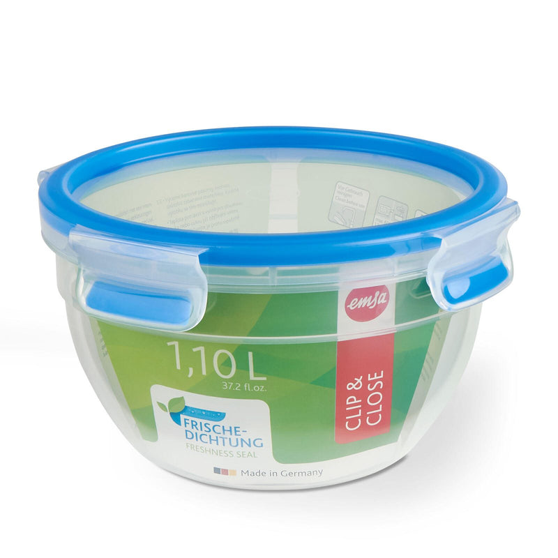 emsa Frischhaltedose CLIP & CLOSE 10 cm hoch 1,1 l transparent, blau