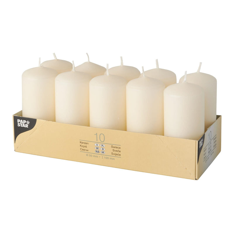 PAPSTAR Stumpenkerzen 9 cm creme
