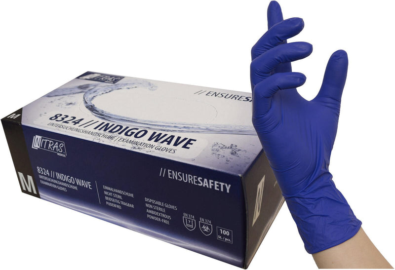 NITRAS® Einmalhandschuhe INDIGO WAVE M dunkelblau