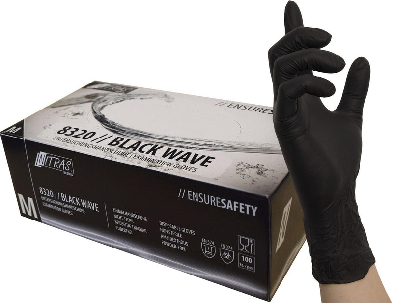 NITRAS® Einmalhandschuhe BLACK WAVE M schwarz
