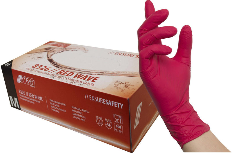 NITRAS® Einmalhandschuhe RED WAVE M rot