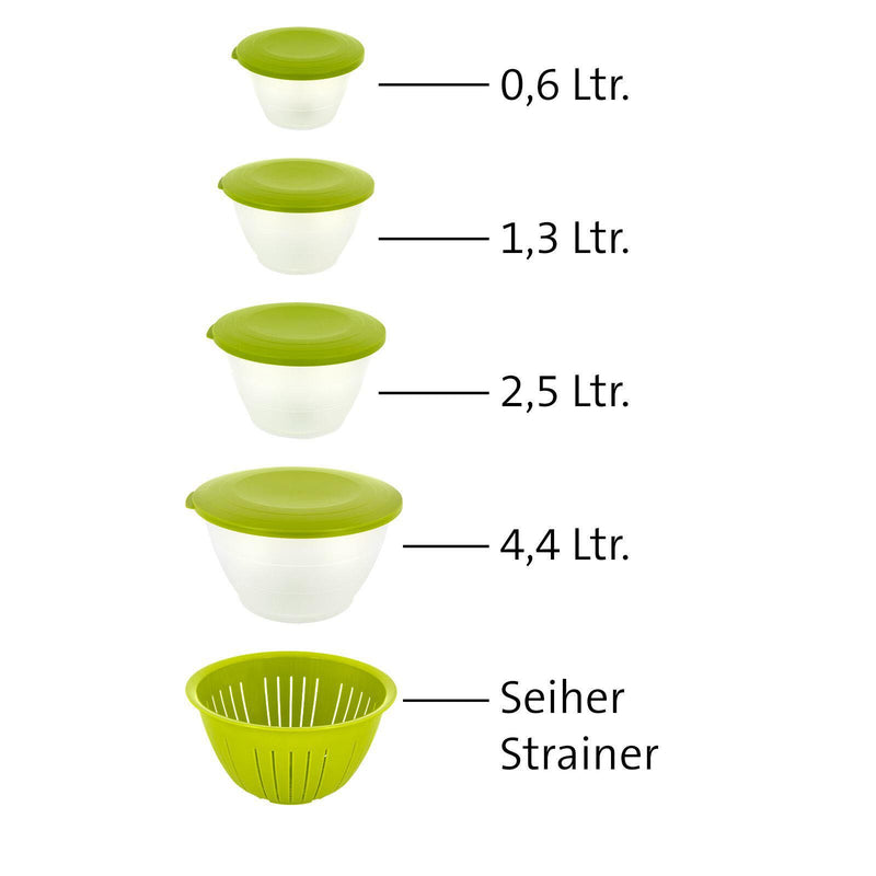 WESTMARK Olympia Schüssel-Set 0,6/1,3/4,4 l transparent/grün