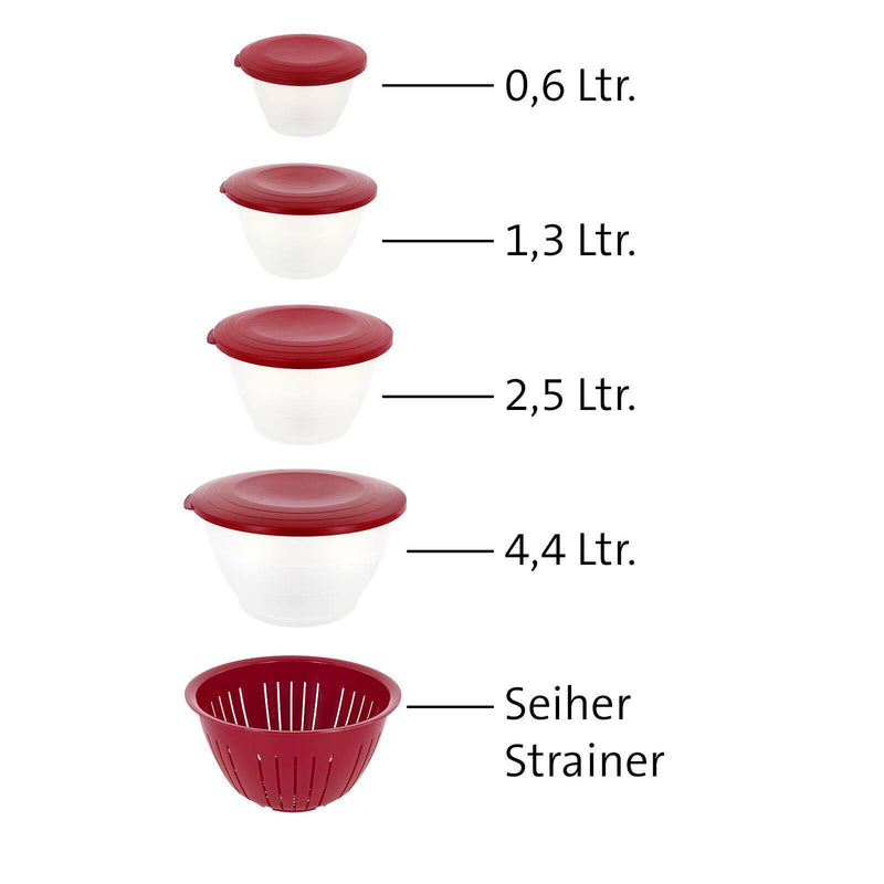 WESTMARK Olympia Schüssel-Set 0,6/1,3/4,4 l transparent/rot