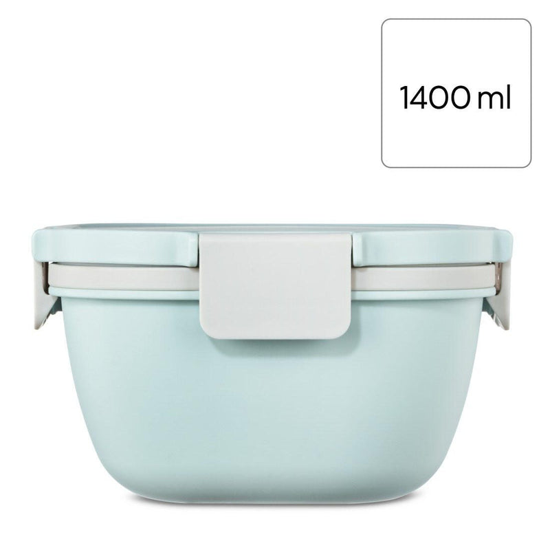 xavax® Lunchbox Salatbox To Go 10.5 cm hoch 1,4 l pastellblau, grau