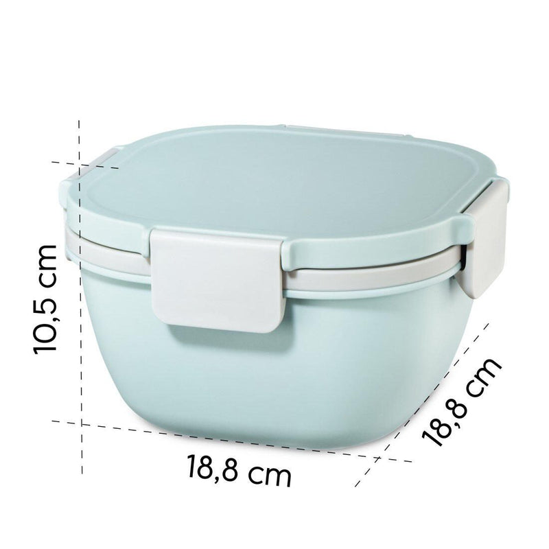 xavax® Lunchbox Salatbox To Go 10.5 cm hoch 1,4 l pastellblau, grau