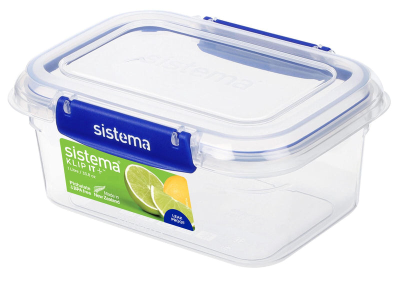 sistema® Frischhaltedose KLIP IT + 7.9 cm hoch 1,0 ml transparent, blau