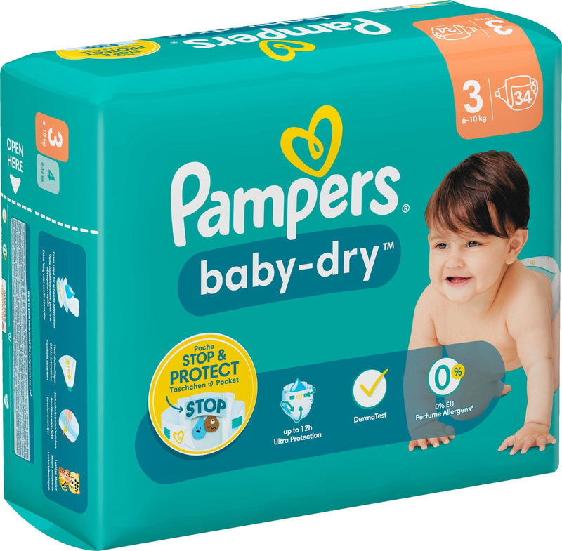 Pampers® Windeln Baby Dry Größe 3 (6-10kg) für Babys und Kleinkinder (4-18 Monate)
