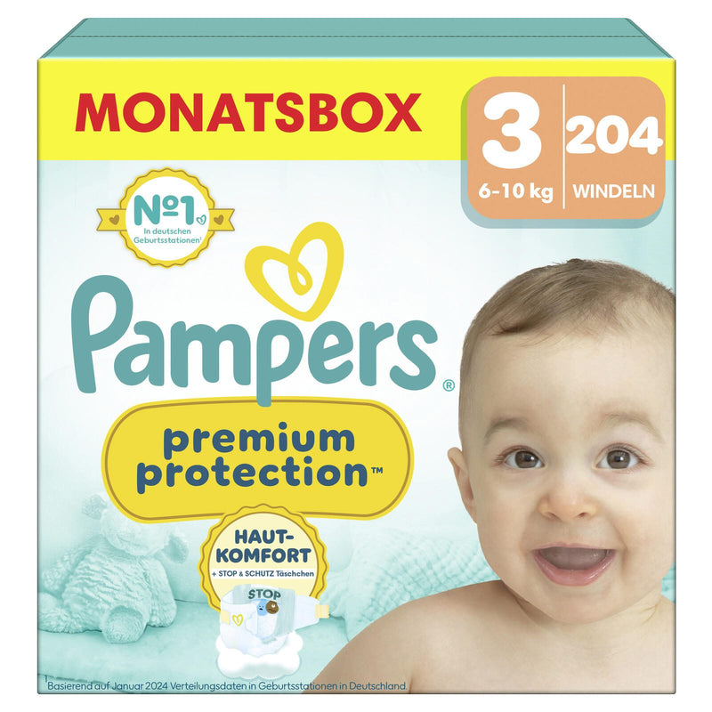 Pampers® Windeln Premium Protection Größe 3 (6-10kg) für Babys und Kleinkinder (4-18 Monate)
