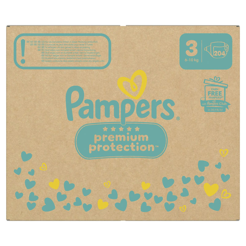 Pampers® Windeln Premium Protection Größe 3 (6-10kg) für Babys und Kleinkinder (4-18 Monate)