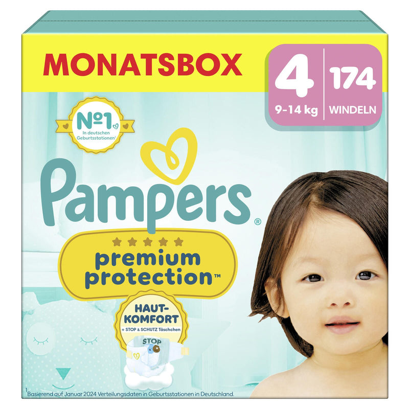 Pampers® Windeln Premium Protection Größe 4 (9-14kg) für Babys und Kleinkinder (4-18 Monate)