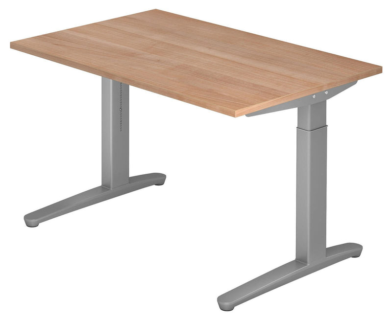 HAMMERBACHER höhenverstellbarer Schreibtisch VXB12/N/SS nussbaum, silber
