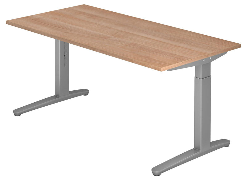 HAMMERBACHER höhenverstellbarer Schreibtisch VXB16/N/SS nussbaum, silber