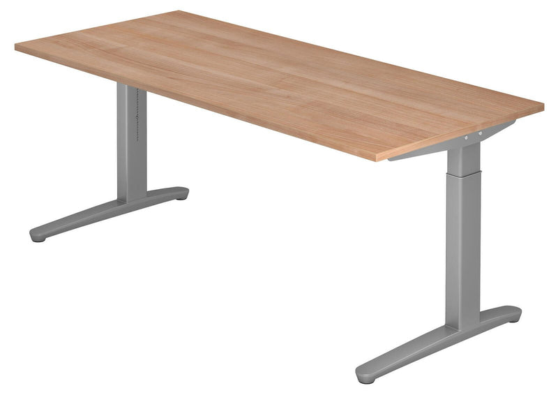 HAMMERBACHER höhenverstellbarer Schreibtisch VXB19/N/SS nussbaum, silber