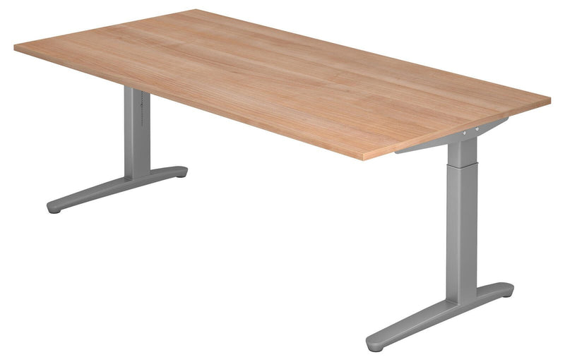 HAMMERBACHER höhenverstellbarer Schreibtisch VXB2E/N/SS nussbaum, silber