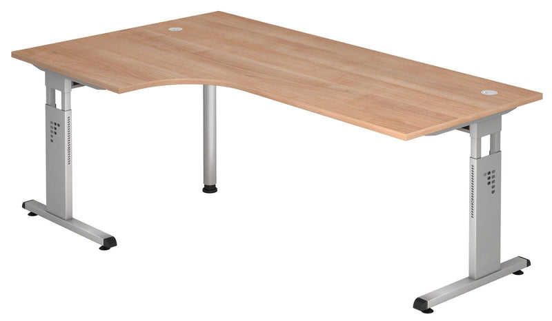 HAMMERBACHER VOS82/N/S höhenverstellbarer Schreibtisch 65 - 85 cm nussbaum / silber