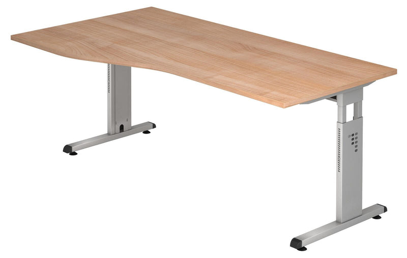 HAMMERBACHER VOS18/N/S höhenverstellbarer Schreibtisch 65 - 85 cm nussbaum / silber