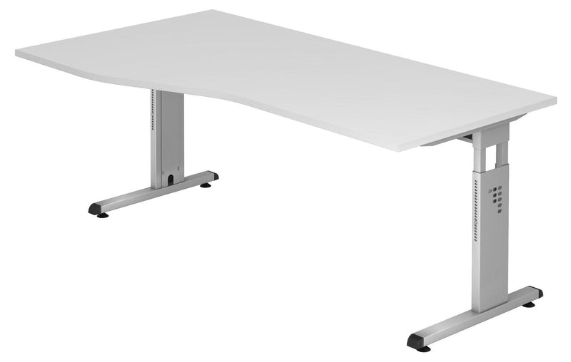 HAMMERBACHER VOS18/W/S höhenverstellbarer Schreibtisch 65 - 85 cm weiß / silber