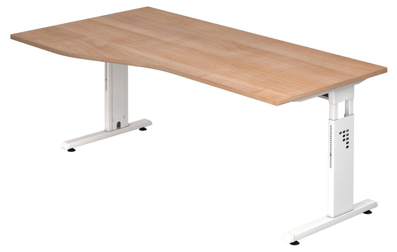 HAMMERBACHER VOS18/N/W höhenverstellbarer Schreibtisch 65 - 85 cm nussbaum / weiß