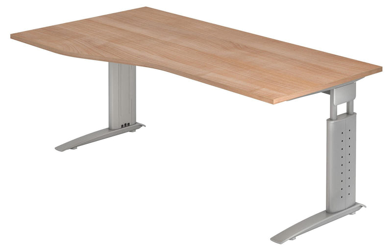 HAMMERBACHER VUS18/N/S höhenverstellbarer Schreibtisch 68 - 86 cm nussbaum / silber