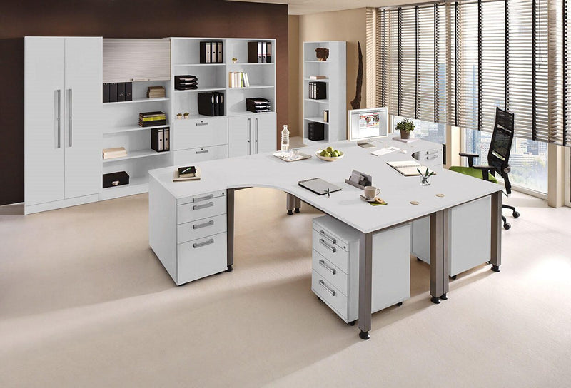 HAMMERBACHER VQS82/5/S höhenverstellbarer Schreibtisch 68,5 - 81 cm lichtgrau / silber