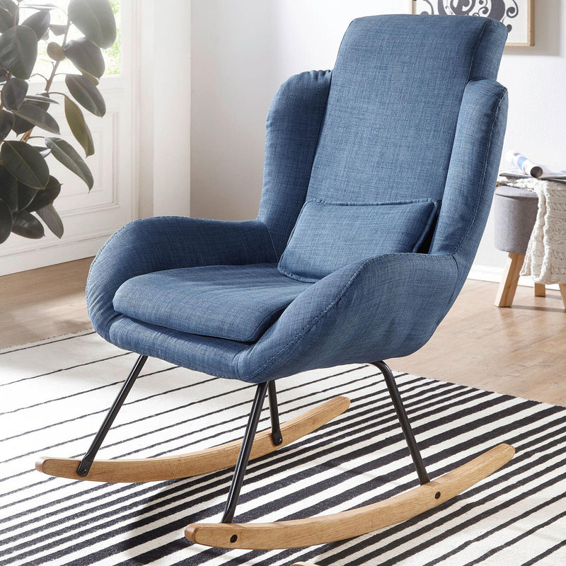 WOHNLING Schaukelstuhl 100% Polyester blau