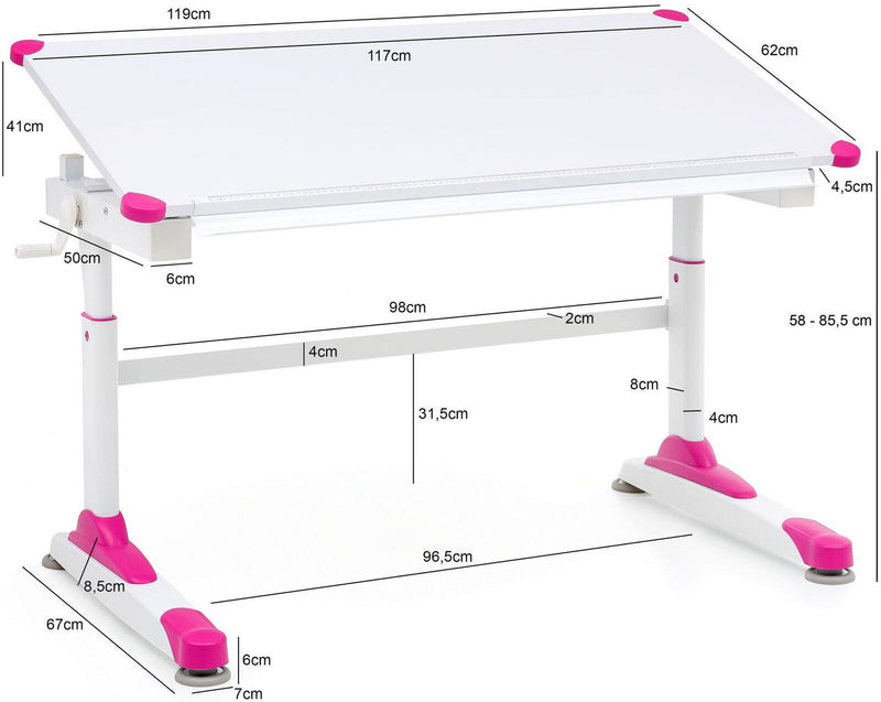 WOHNLING Kinderschreibtisch WL5.759 weiß, pink