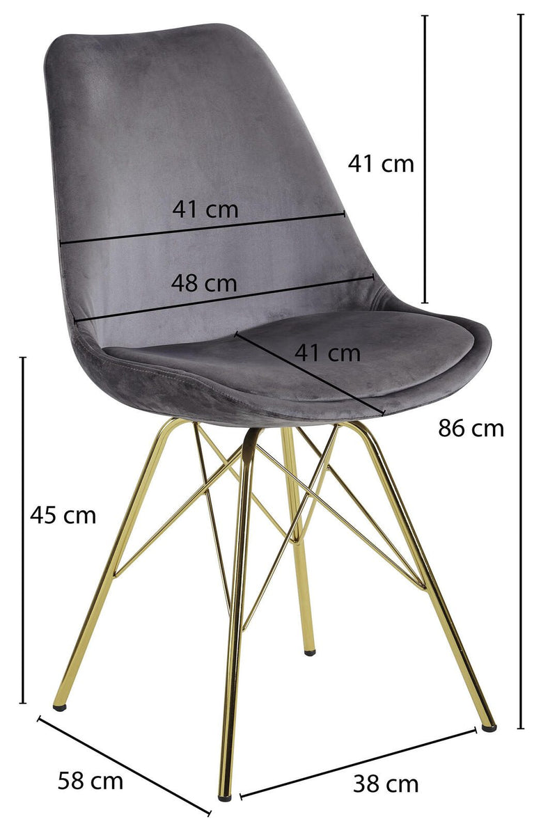 WOHNLING Esszimmerstuhl WL6.187 Samt grau